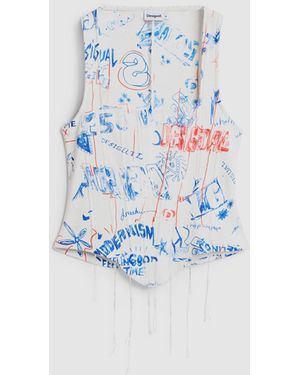 Desigual Graffiti Corset T-Shirt, Polyester - White