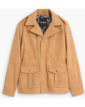 Desigual Faux Leather Coat, Polyurethane - Natural