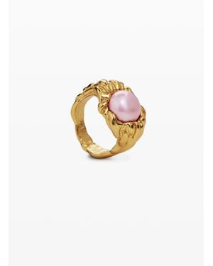 Desigual Plated Pearl Ring Zalio - White