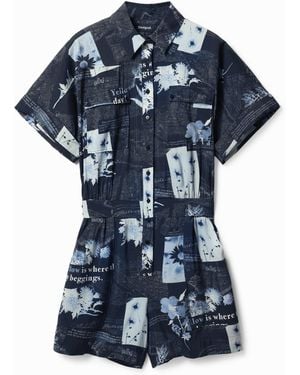 Desigual Map Playsuit - Blue