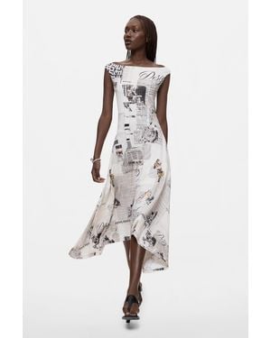 Desigual Sleeveless Printed Dress, Viscose - Natural