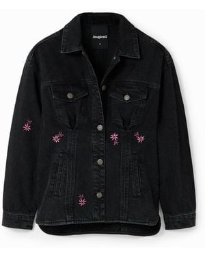 Desigual Floral Denim Trucker Jacket, Cotton - Black