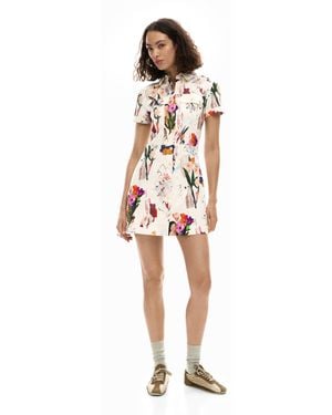 Desigual Short Collage Dress - White