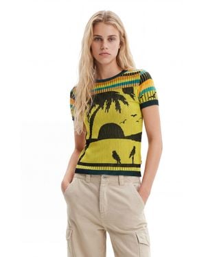 Desigual Knit Landscape T-Shirt - Green