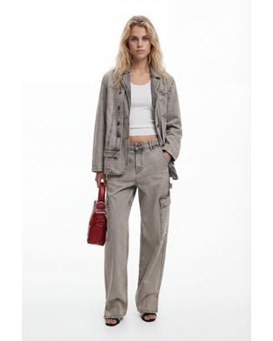 Desigual Distressed Denim Blazer, Cotton - Grey