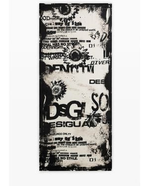 Desigual Rectangular Letter Foulards, Viscose - Black