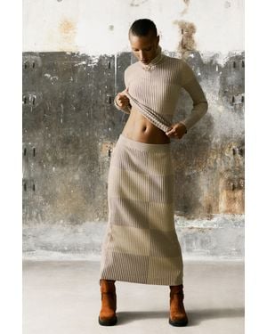 Desigual Long Ribbed Skirt - Brown