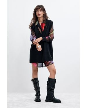 Desigual Long-Sleeved Dress M. C. Lacroix, Polyester - Black