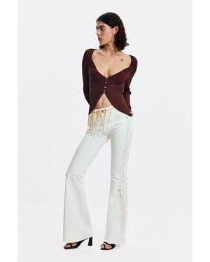 Desigual Frayed Flare Jeans, Cotton - Red