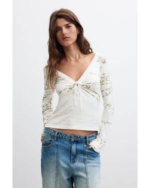 Desigual Vintage Printed Long-Sleeve T-Shirt - White
