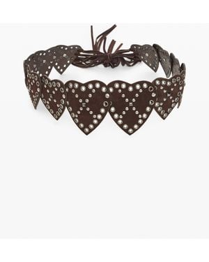 Desigual Belt Chains Heart, Cow Leather - Brown