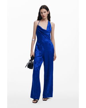 Desigual Mono Fluido Asimétrico Wide Leg - Azul