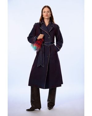 Desigual Abrigo Trench 100% Algodón, Algodon, Rojo - Azul
