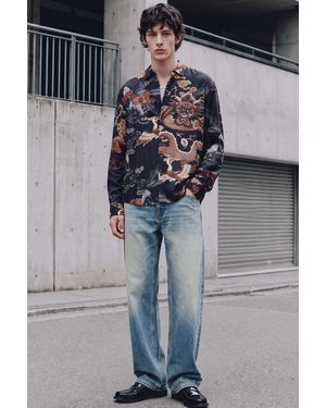 Desigual Printed Long-Sleeve Shirt, Viscose - Black