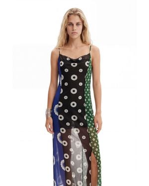 Desigual Geometric Midi Slip Dress, Polyester - Blue