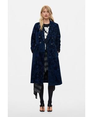 Desigual Gerader Jacquardmantel, Damen, Blau