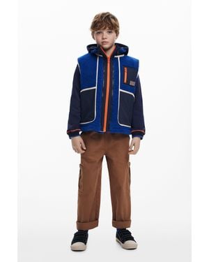 Desigual Detachable Shearling Jacket - Blue