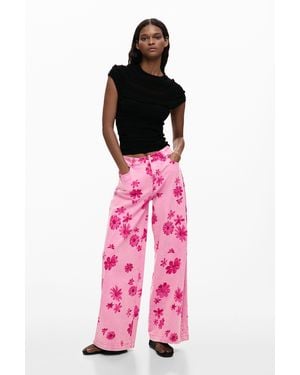 Desigual Jeans Trousers Flowers, Cotton - Pink