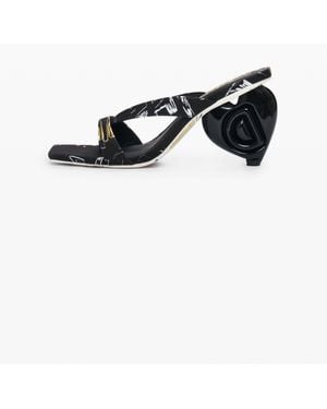 Desigual Heart Heel Sandal, Cotton - Black