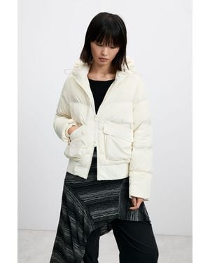 Desigual Abrigo Acolchado Plumas, Mujer, Poliester, Blanco