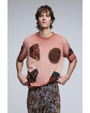 Desigual Short-Sleeved Patchwork T-Shirt, Cotton - Orange