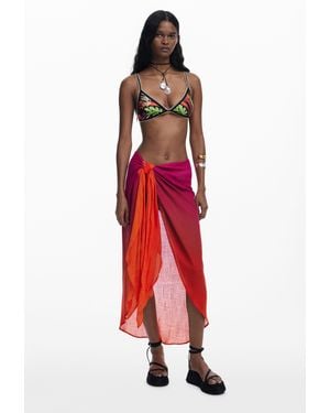 Desigual Falda Pareo Degradado - Rojo