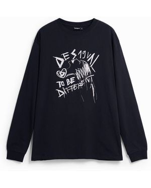 Desigual Long-Sleeve T-Shirt "To Be Different" - Blue
