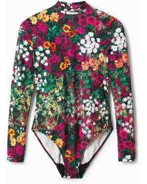 Desigual Mini-Flower Print Body, Polyester - White