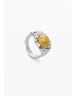 Desigual Plated Pearl Ring Zalio - White