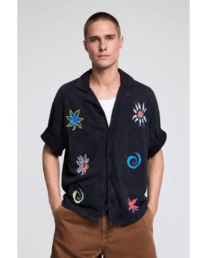 Desigual Embroidered Cotton Shirt, Cotton - Blue