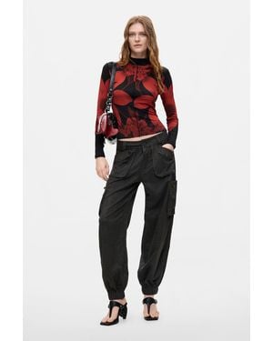 Desigual Pantalón Cargo Jogger, Mujer, Negro - Rojo