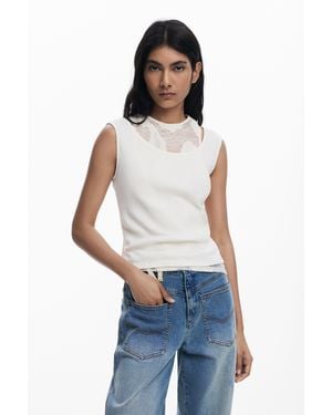 Desigual Sleeveless Double-Layer T-Shirt - Blue