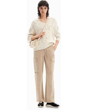 Desigual Long Cargo Pants, Cotton - Natural