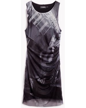 Desigual Draped Mini Dress - Blue