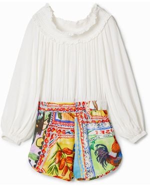 Desigual Mono Corto Tutti Frutti Stella Jean, Viscosa - Blanco