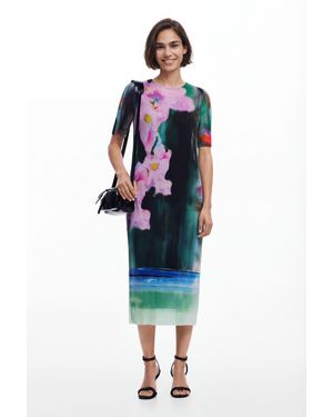 Desigual Floral Midi Dress, Polyester - Multicolour