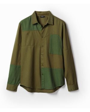 Desigual Patchwork Twill Shirt, Cotton - Green