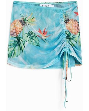 Desigual Tropical Miniskirt, Polyester - Blue