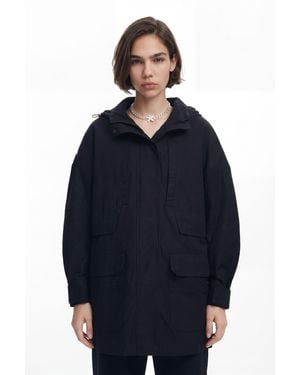 Desigual Multi-Pocket Lined Parka - Blue