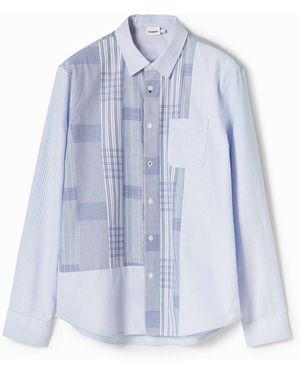 Desigual Plaid Patchwork Shirt, Cotton - Blue