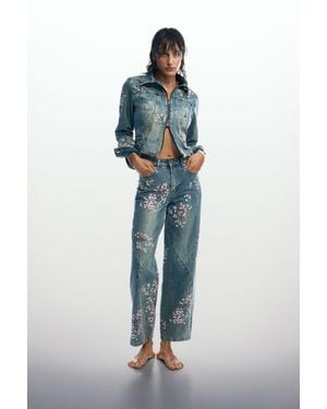 Desigual Fluid Denim Trousers, Cotton - Blue