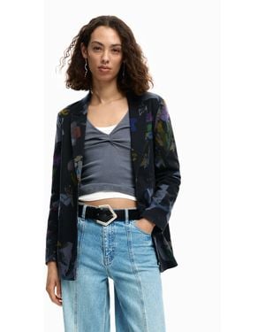 Desigual Blazer Collage, Cotton - Blue