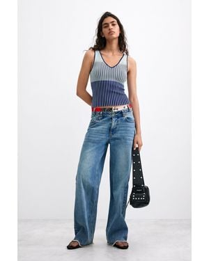 Desigual Sleeveless Knit Top - Blue