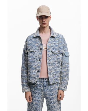 Desigual Mottled Denim Jacket - Blue