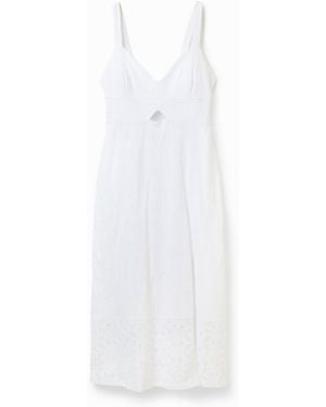 Desigual Strappy Midi Dress, Cotton - White