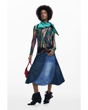 Desigual Denim Patch Skirt, Cotton - Blue