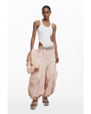 Desigual Fluid Cargo Pants, Cotton - Pink