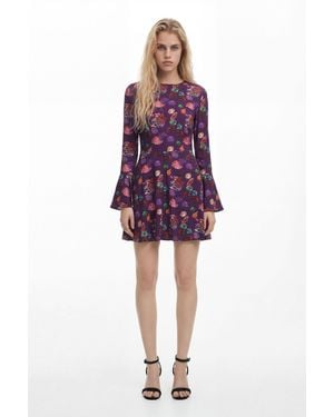 Desigual Mini Floral Dress M. Christian Lacroix, Viscose - Purple