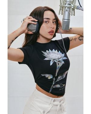 Desigual Floral Print T-Shirt, Cotton - Black