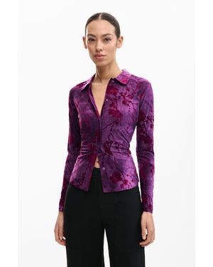Desigual Oriental Buttoned Shirt, Polyester - Purple